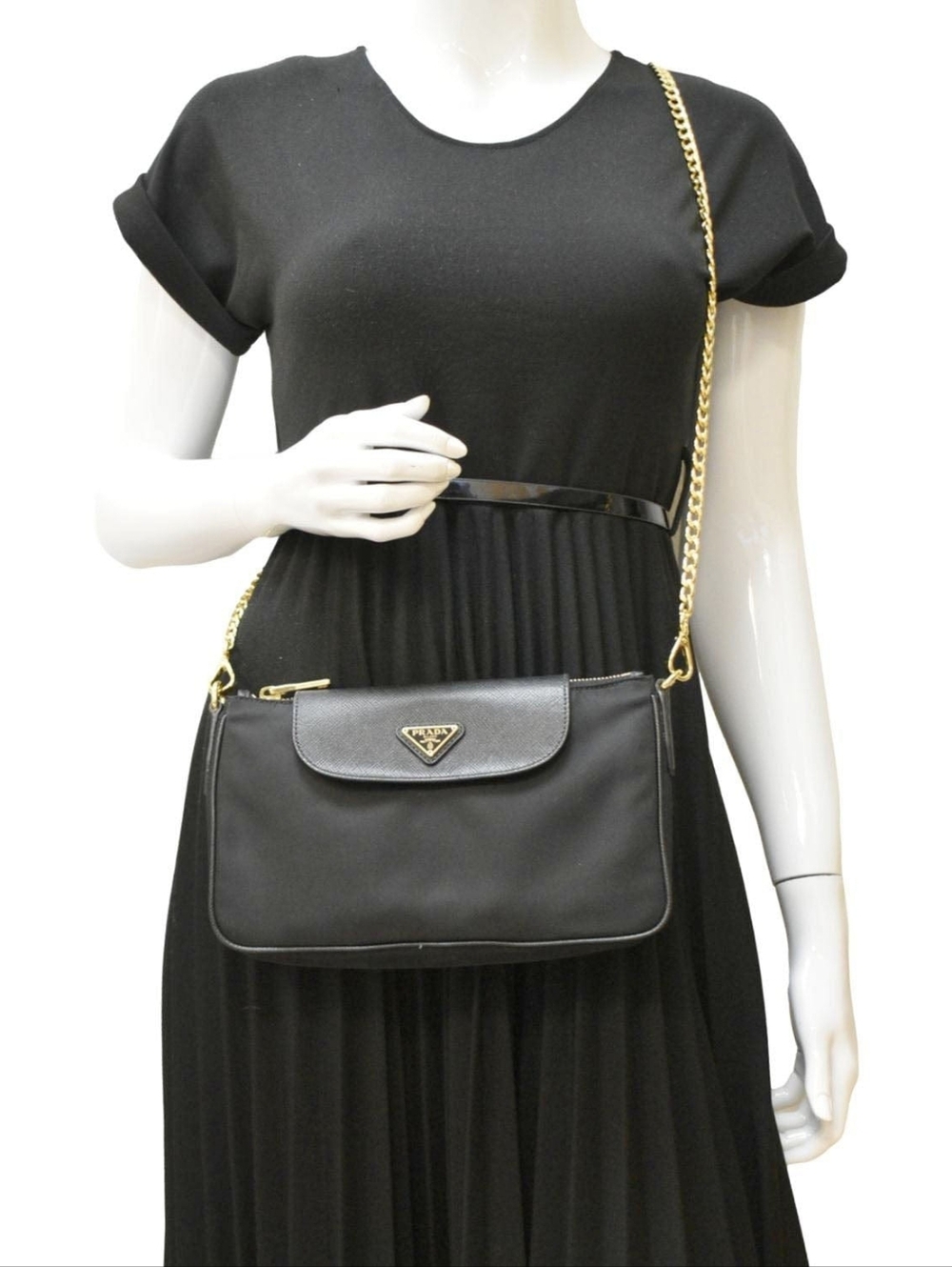 CB50 ❤️ PradaTessuto Nylon Saffiano Crossbody Bag Blue - Picture 14 of 14